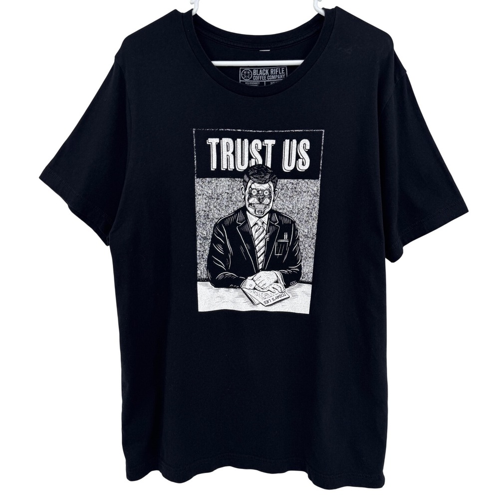 Black Rifle Coffee Company Trust Us Graphic T-Shirt Mens XL Black Short Sleeve